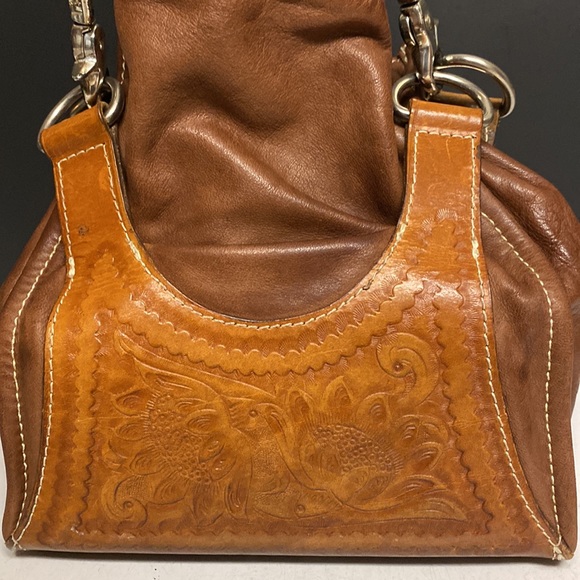 Mary Alice Palmer Brown Leather Hand Tooled Leather Shoulder Bag Purse - Picture 3 of 17